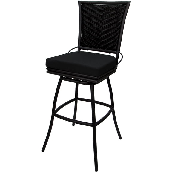 Outdoor or Indoor Metal Bar Stool 30" Seat - Elon - Black Fabric - Black