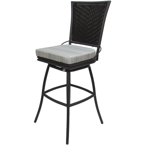 Outdoor or Indoor Bar Stool 30" Seat - Elon - Natural Fun Cream Fabric - Gray
