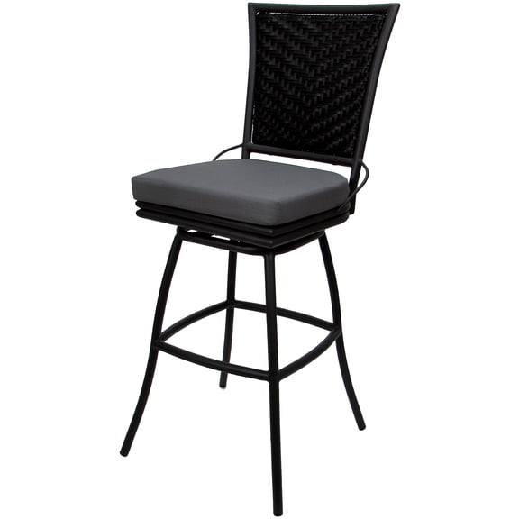 Outdoor or Indoor Counter 26" Bar Stool Elon  - Dark Gray - Black