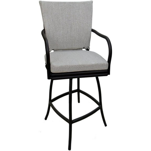 Outdoor or Indoor Counter 26" Bar Stool - Ofir - White Linen - Black