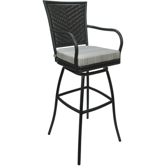 Outdoor or Indoor Extra Tall Bar Stool 34" - Elon Arms - NF Cream Fabric - Gray