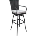 thumbnail image 1 of Outdoor or Indoor Extra Tall Bar Stool 34" - Elon Arms - White Fabric - Gray, 1 of 3