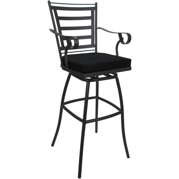 Outdoor or Indoor Extra Tall Bar Stool 34" Jordan Arms - Black Fabric - Gray