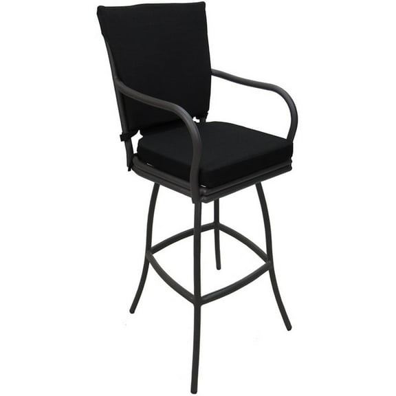 Outdoor or Indoor Extra Tall Bar Stool 34" Ofir-B-W Blue Beige Fabric-Gray Frame