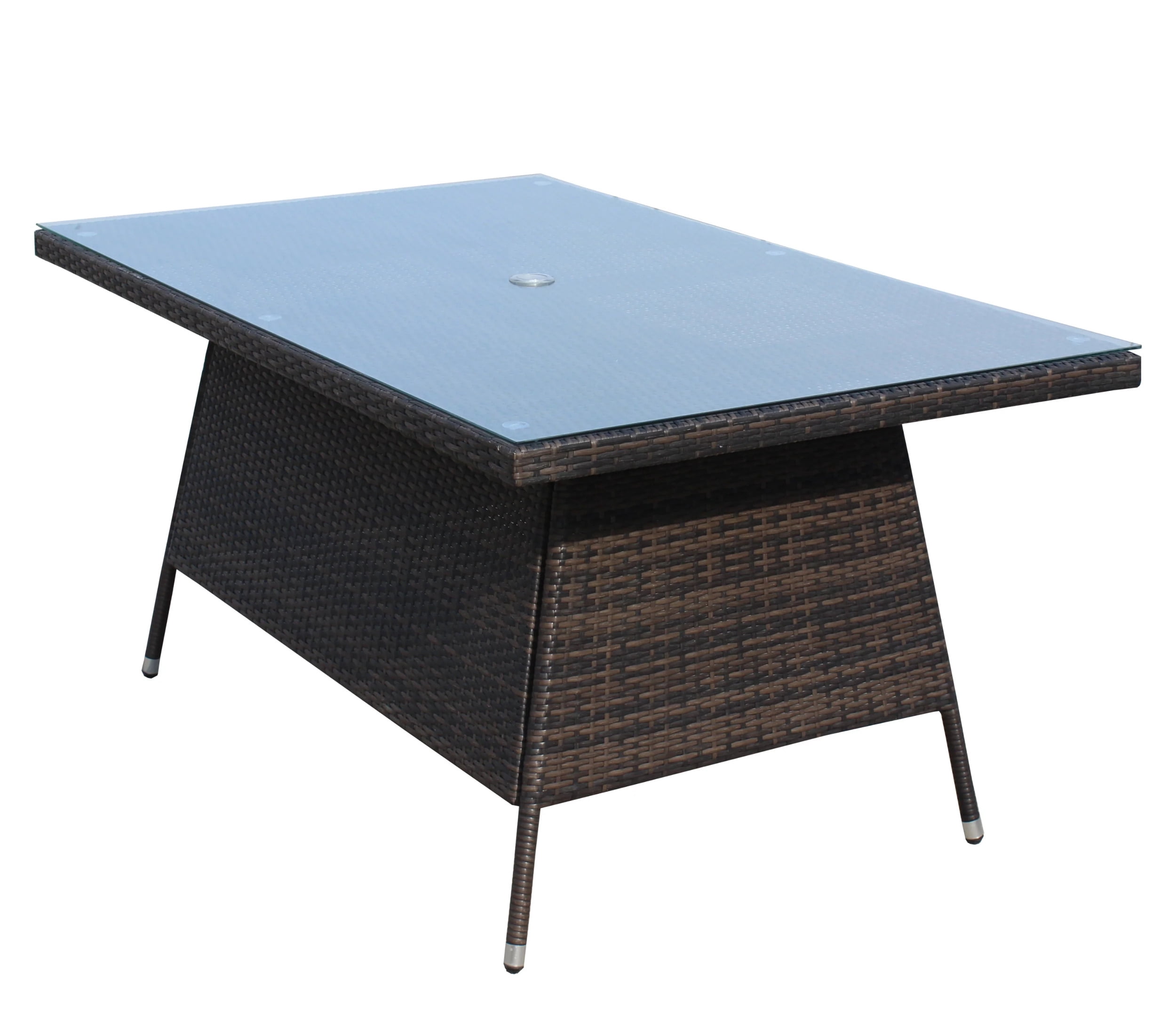 Outdoor patio Furniture Rectangular Dining Table with clear tempered