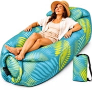 GAZILY Inflatable Couch Air Sofa, Blow Up Camping Couch, Waterproof Oxford Portable Inflatable Sofa with Carry Bag, 86.6 x 27.6 in, Green