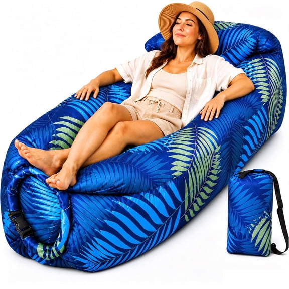 GAZILY® Portable Inflatable Lounger Air Sofa, Waterproof Oxford with Carry Bag, 86.6 x 27.6 in for Beach Camping Outdoor Travel