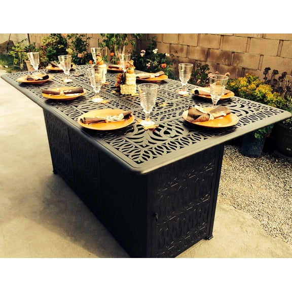 Outdoor propane fire pit BAR table patio fireplace Elisabeth double burner heavy furniture.