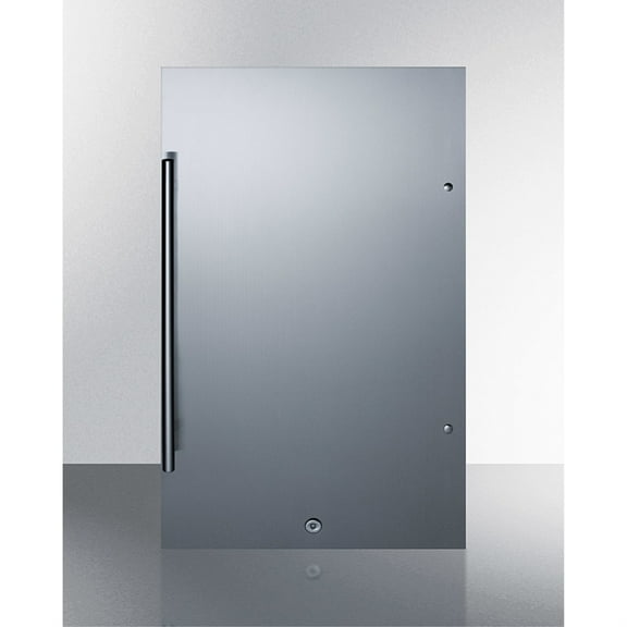 Outdoor shallow depth all-refrigerator in a 19 Inches W x 17.25 Inches D footprint, with stainless steel exterior and lock