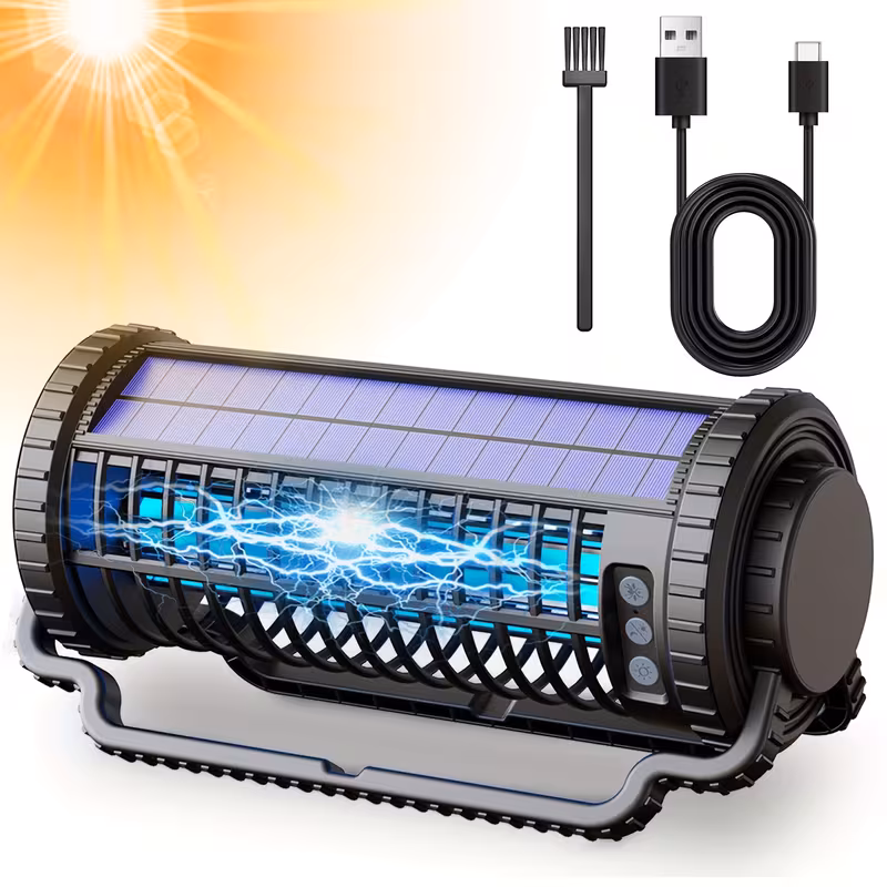 Outdoor solar insect killer, high-efficiency indoor mosquito killer, wireless rechargeable 4000mAh battery, waterproof mosquito repellent, suitable for outdoor, terrace, backyard, garden