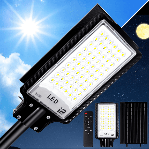INDMIRD Outdoor solar lights 50W, IP66 Waterproof solar exterior LED reflector for Dusk streets to Dawn, suitable for garage, road, paths, garden and porch