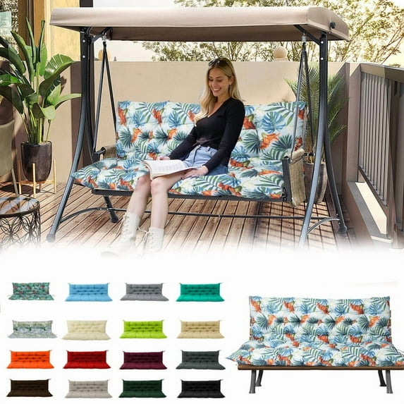 Outdoor swing cushions bench cushion, Waterproof Porch swing replacement cushions for outdoor furniture, 4" thick Bench Cushion for Backyard, Patio, Lawn(Fresh summer day 40×60in)