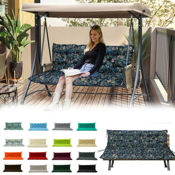 Outdoor swing cushions bench cushion, Waterproof Porch swing replacement cushions for outdoor furniture, 4" thick Bench Cushion for Backyard, Patio, Lawn(Hummingbird and flowers 40×47in)
