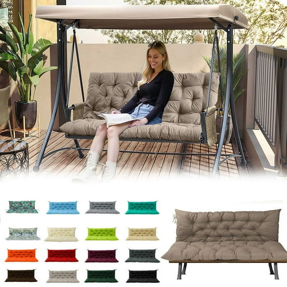 Outdoor swing cushions bench cushion, Waterproof Porch swing replacement cushions for outdoor furniture, 4" thick Bench Cushion for Backyard, Patio, Lawn(Khaki 40×40in)