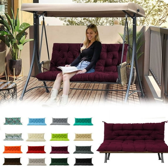 Outdoor swing cushions bench cushion, Waterproof Porch swing replacement cushions for outdoor furniture, 4" thick Bench Cushion for Backyard, Patio, Lawn(Wine red 40×71in)