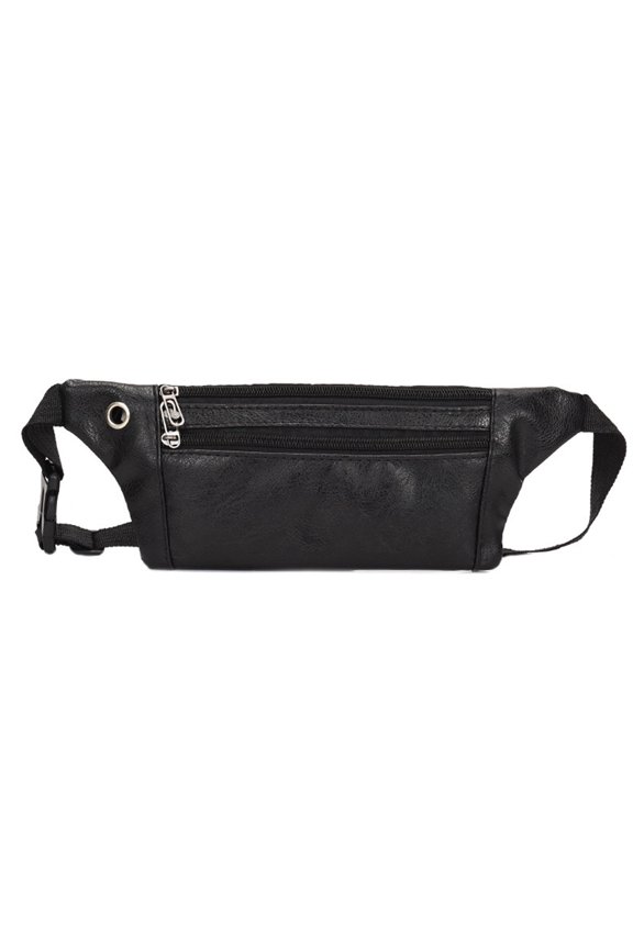 Outdoor waist bag sports running mobile phone blade bag PU lightweight multifunctional messenger bag-Black