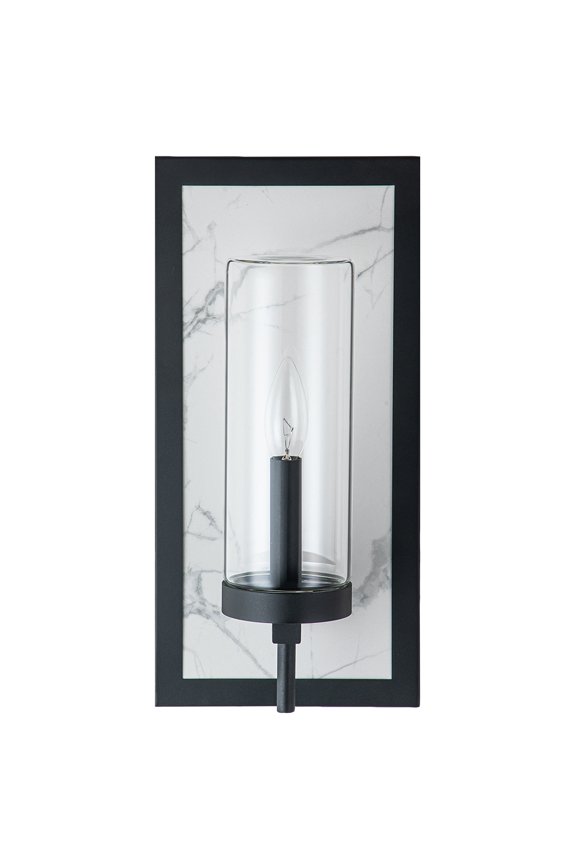 Outdoor wall sconce with white rock plate