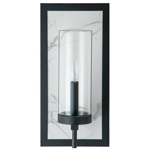 Outdoor wall sconce with white rock plate