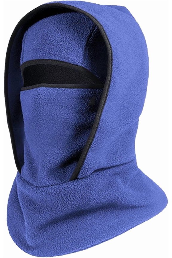 Outdoor winter warm integrated cycling hood and neck mask, windproof fleece lining.