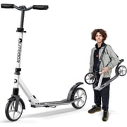 OutdoorCruiser Kick Scooter for Ages 6+, Kids, Teens & Adults, Foldable, Dual Suspension, 3-Level Adjustable Handlebar, Child Safety Approved, White