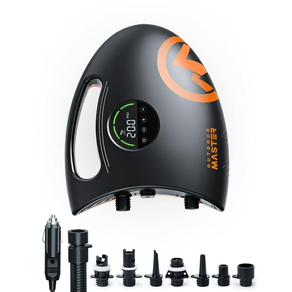 OutdoorMaster 20PSI High Pressure 88.8Wh Rechargeable SUP Air Pump Electric Shark 2S - Auto-Off & Deflation,12V DC & Type-C Input, for Inflatable Stand Up Paddle Boards, Boats