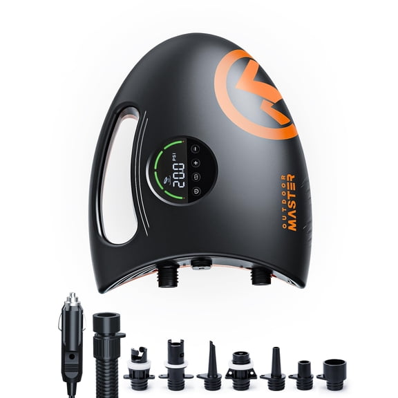 OutdoorMaster 20PSI High Pressure 88.8Wh Rechargeable SUP Air Pump Electric Shark 2S - Auto-Off & Deflation,12V DC & Type-C Input, for Inflatable Stand Up Paddle Boards, Boats