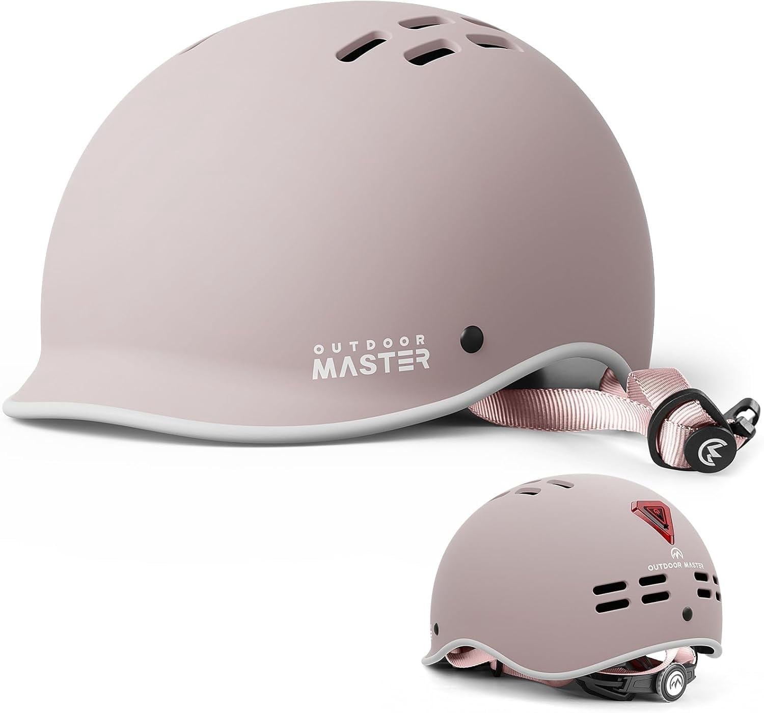 OutdoorMaster Bike Helmet for Adults,Adjustable Cycling Helmet with Light for Men & Women - Safety Certified for Bicycle Skateboard Road Bike Skating Roller Commuting Helmet