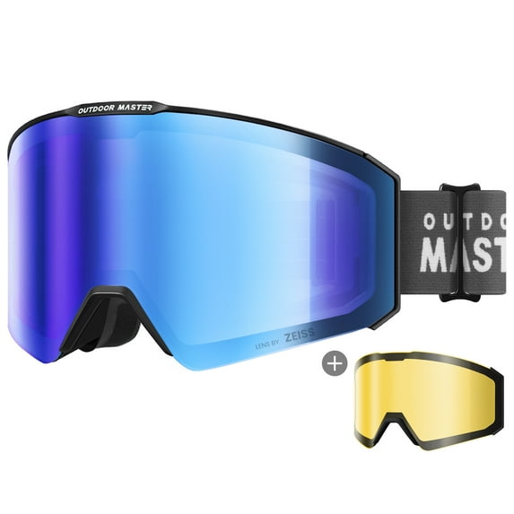 OutdoorMaster Falcon Ski Goggles Lens by ZEISS, OTG Snowboard Goggles Anti-fog, Magnetic Interchangeable Lens, Snow Goggles