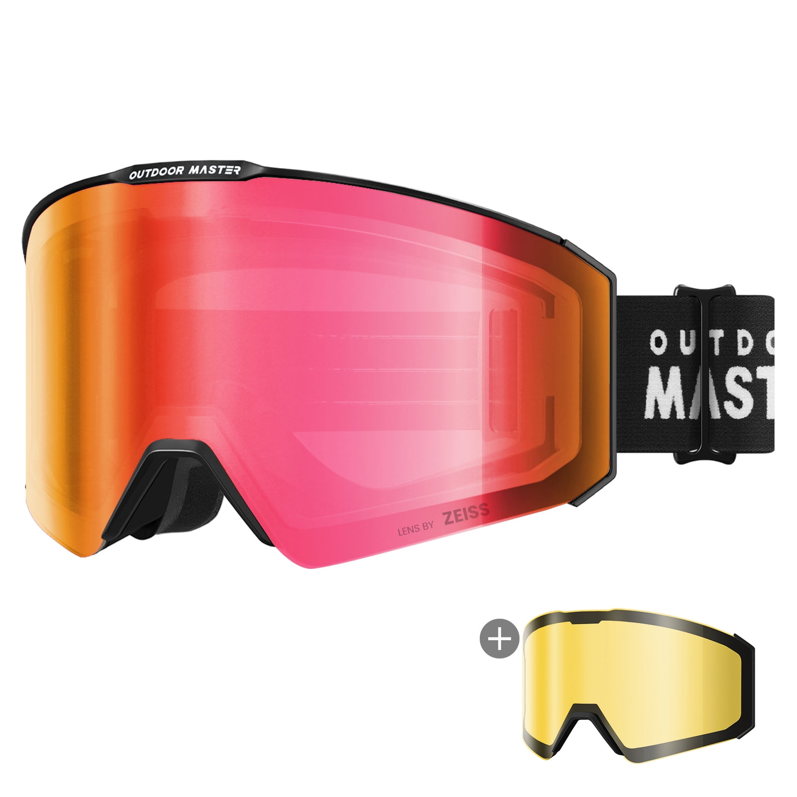 OutdoorMaster Falcon Ski Goggles Lens by ZEISS, OTG Snowboard Goggles
