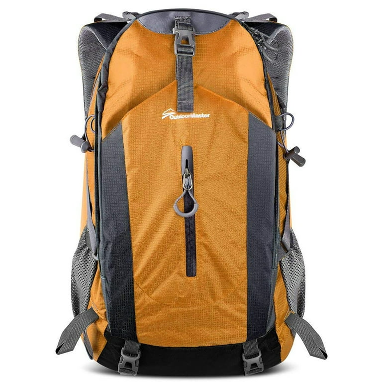OutdoorMaster Hiking Backpack 50L Travel Backpack w Waterproof Rain Cover Orange
