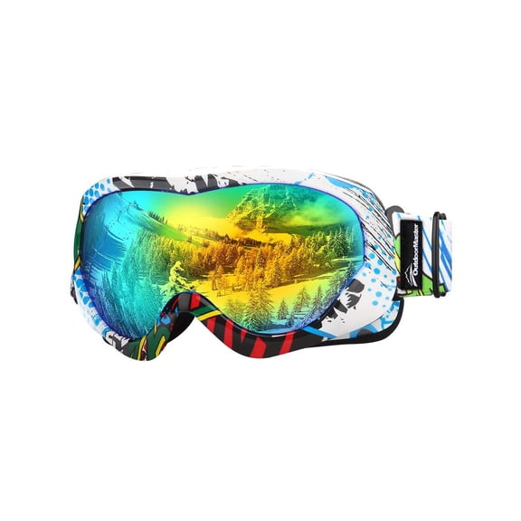 OutdoorMaster Kids Ski Goggles, Color Pattern - Grey Lens Gold 13%