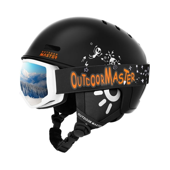 OutdoorMaster Kids Ski Helmet and Ski Goggles Set, Snowboard Helmet, Durable PC Shell & EPS Foam, Snow Sport Helmets for Boys & Girls