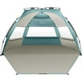 thumbnail image 1 of OutdoorMaster Pop Up Beach Tent for 4 Person - Easy Setup and Portable Beach Shade Sun Shelter Canopy with UPF 50+ UV Protection Removable Skylight Family Size - Light Blue+Gray, 1 of 11