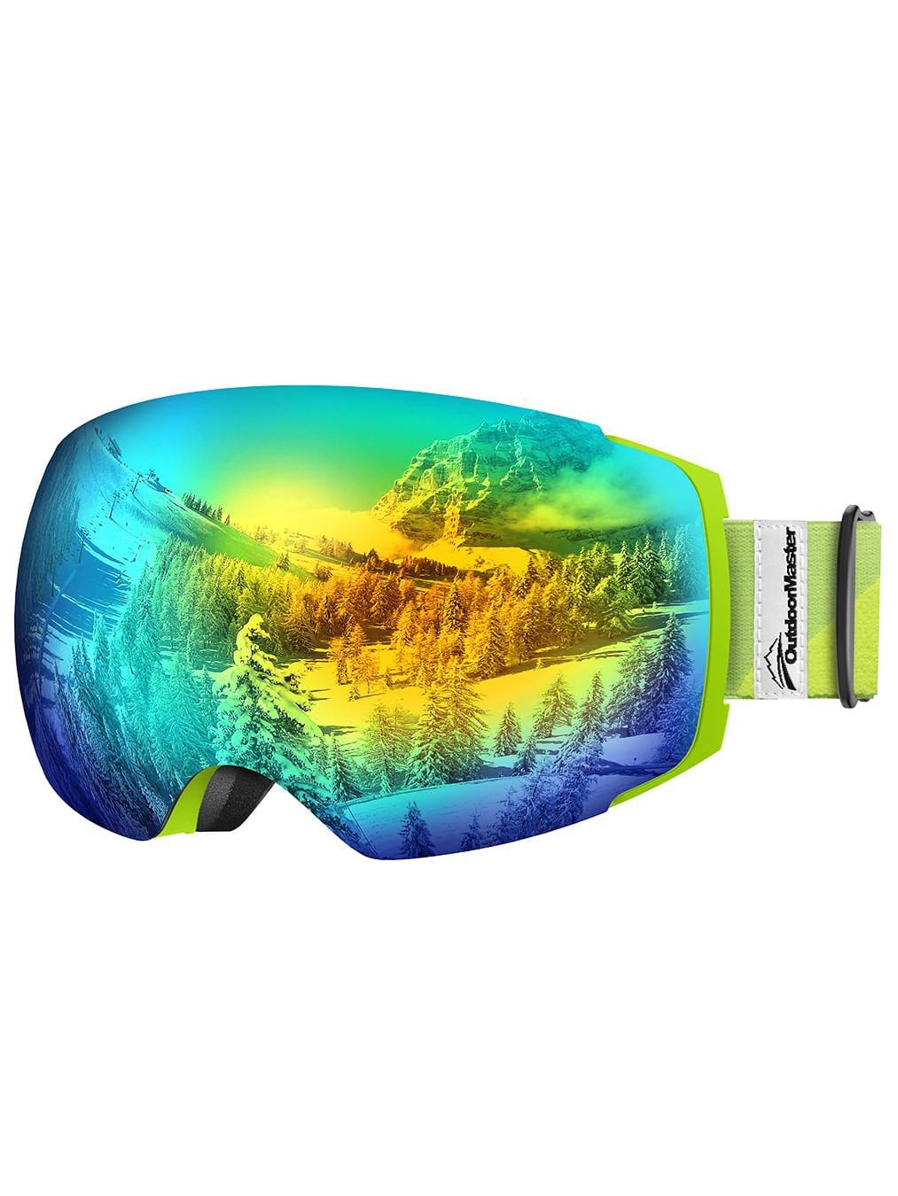 OutdoorMaster Ski Goggles PRO Frameless, Light Green - Grey Lens