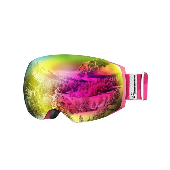 OutdoorMaster Ski Goggles PRO Frameless, Pink - Grey Lens Pink VLT 17%