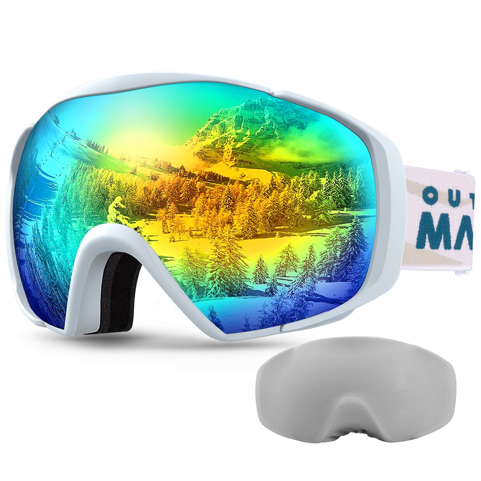 OutdoorMaster Ski Goggles with Cover Snowboard Snow Goggles OTG Anti Fog for Men Women