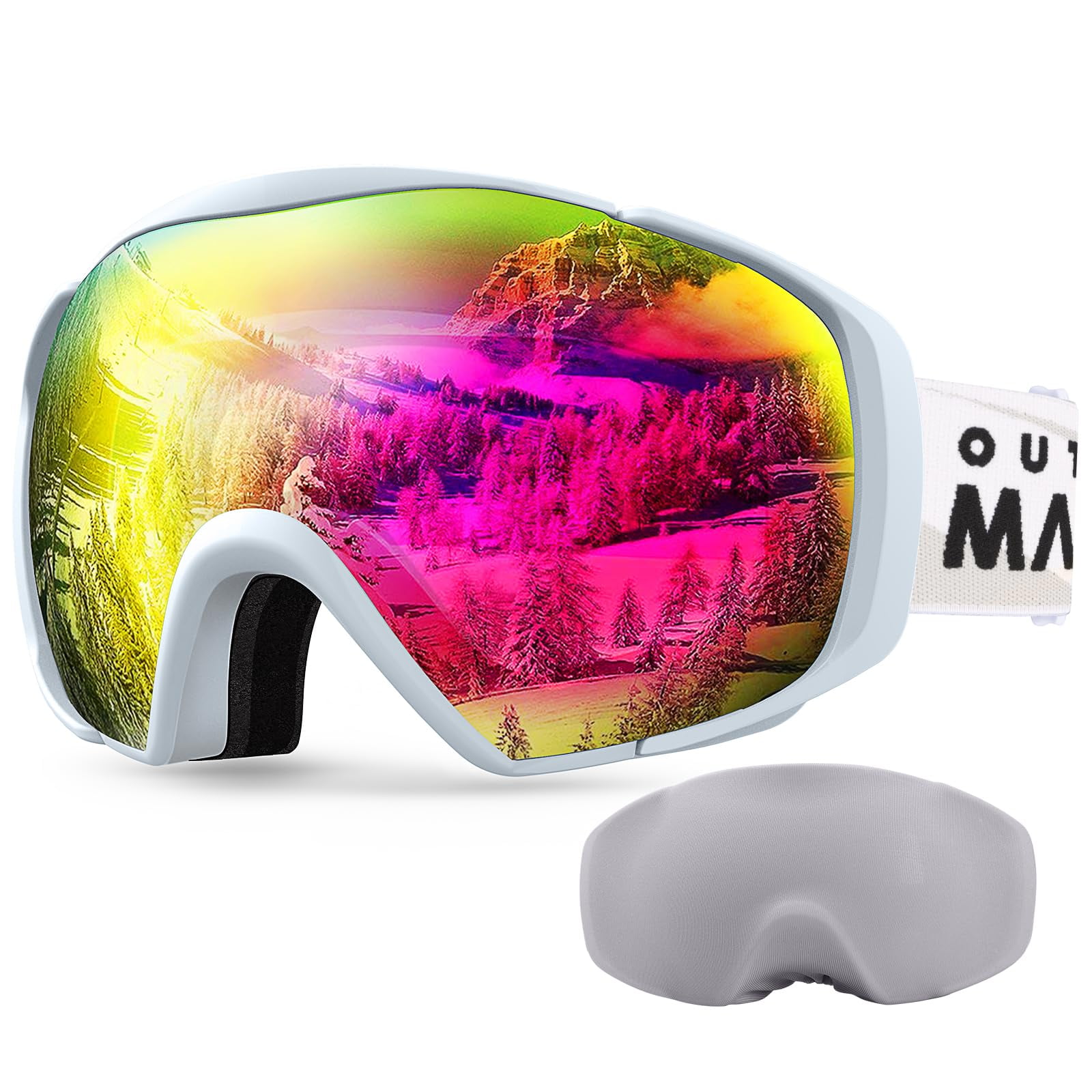 OutdoorMaster Ski Goggles with Cover Snowboard Snow Goggles OTG Anti