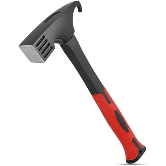 OutdoorPro Camping Hammer with Tent Stake Remover - 10.8" Heavy Duty Multifunctional Steel Mallet Tool, Ergonomic Rubber Grip Handle for Camping Gear & Survival Kits
