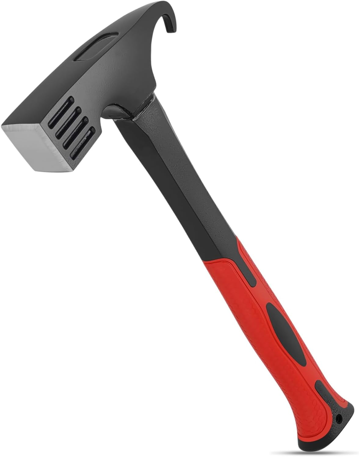 OutdoorPro Camping Hammer with Tent Stake Remover - 10.8" Heavy Duty Multifunctional Steel Mallet Tool, Ergonomic Rubber Grip Handle for Camping Gear & Survival Kits