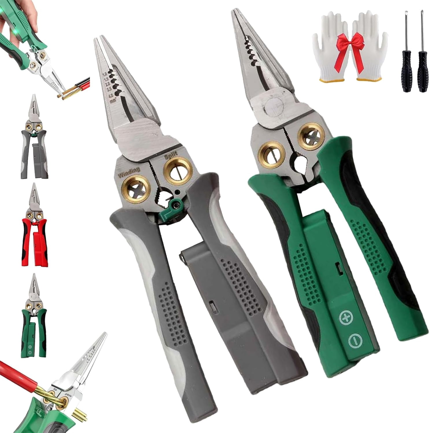 Outdoorfun 8 in 1 Wire Stripper Twister for Cutting and Pulling Wires Cable Scissors, Voltage Tester, Pinzas De Electricidad, Multi-function Electric Wire Stripping Tool