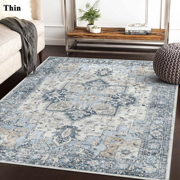 Outdoorfun Non Slip Area Rug for Living Room, Entryway, Bedroom, Kitchen and Corridor - Lightweight Mat, Machine Washable Low Pile Rugs