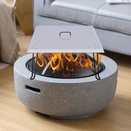 Outdoors Fire Pit Heat Deflector Firepit Pan Cover Lid 25*25in Stainless Steel