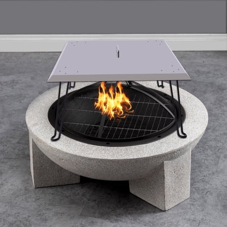 Outdoors Fire Pit Heat Deflector,Stainless Steel Fire Pit Burner Cover with Carrying Handle Pushes Heat Down and Out 24*24*13"