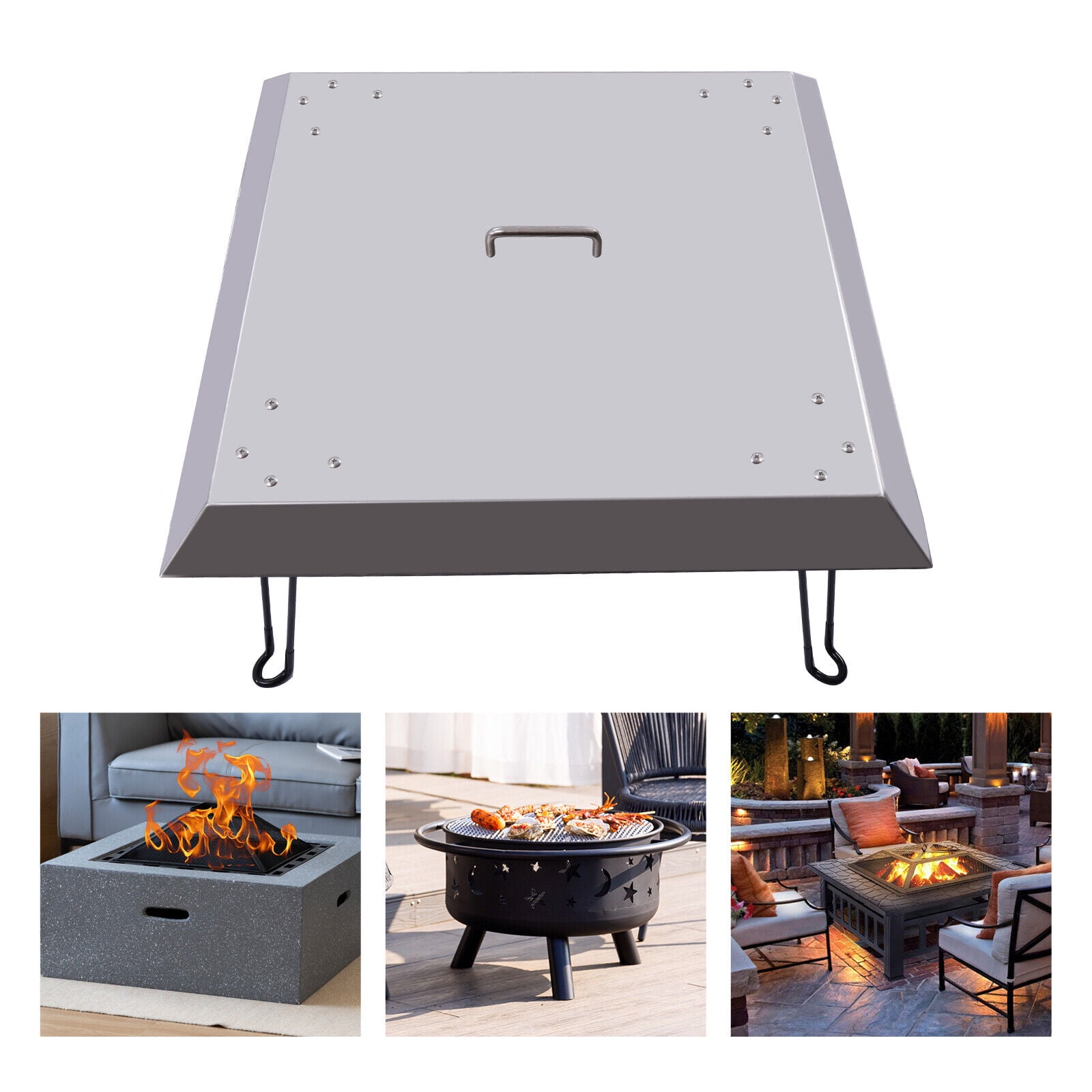 Outdoors Fire Pit Heat Deflector Stainless Steel with Carrying Handle 25*25 inch - Walmart.com