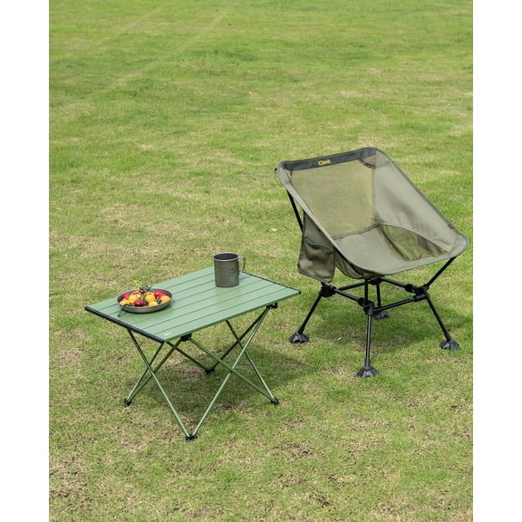 Ultralight Compact Camping Folding Table with Carry Bag (Green - L)