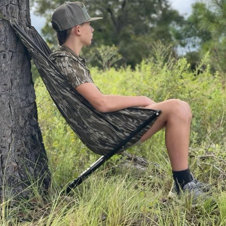 Outdoors Low Down Hunting Seat, 2026 New Portable and Lightweight Hunting Hammock Chair, Folding Tree Seat for Deer Hunting and Camping, Quiet Low Down Hunting Stool