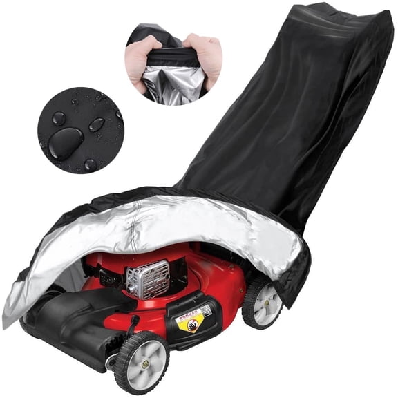 Outdoors Mower Cover, Waterproof Heavy Duty Push Mower Covers 600D Polyester Oxford, UV Protection Universal Fit with Drawstring, 76 x 20 x 44 in Tractor Cover