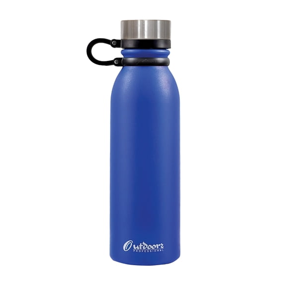 Outdoors Professional 20-Oz. Stainless Steel Double-Walled Vacuum-Insulated Travel Bottle with Leakproof Screw Cap (Blue), OUTD1312