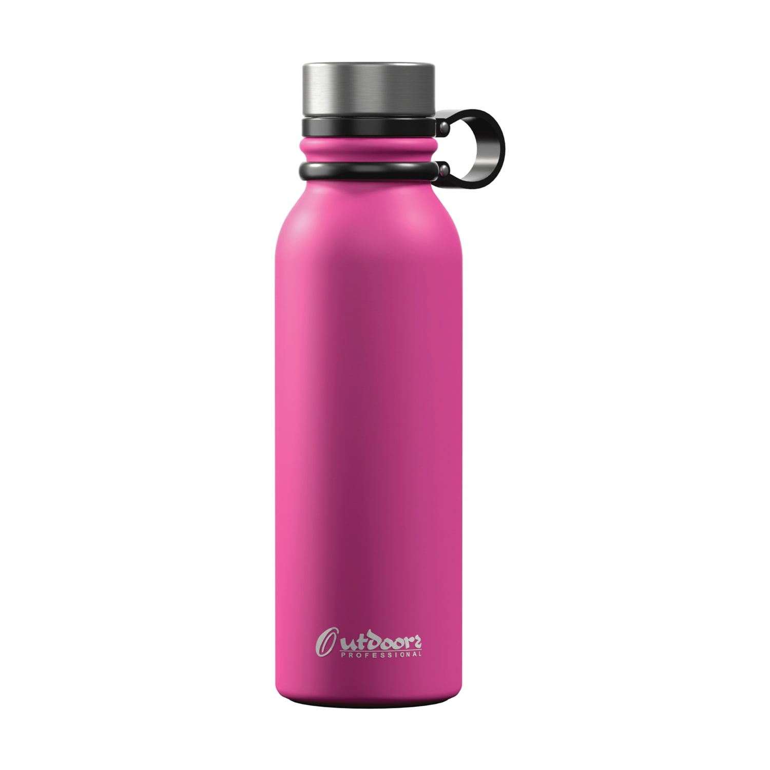 Outdoors Professional 20-Oz. Stainless Steel Double-Walled Vacuum-Insulated Travel Bottle with Leakproof Screw Cap (Pink), OUTD9270