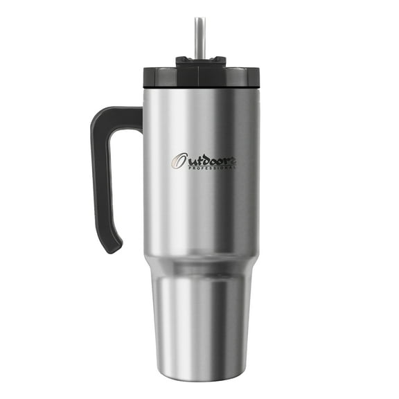 Outdoors Professional 30-Oz. Stainless Steel Double-Walled Insulated Tumbler with Straw (Stainless Steel), OUTD9034